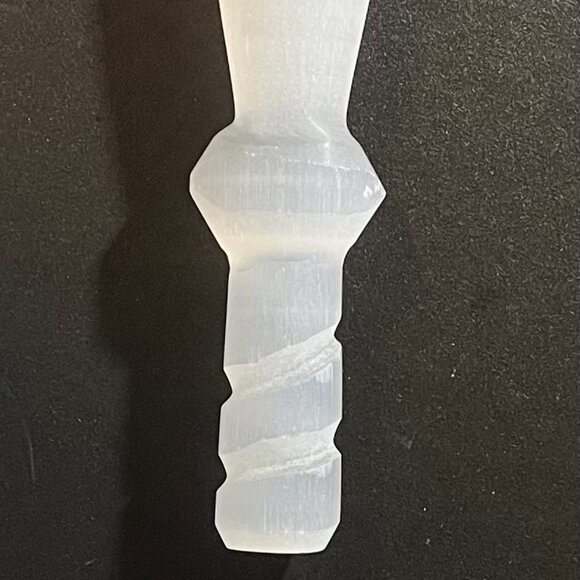 8" Selenite Dagger - spiral carved handle - Picture 3 of 5